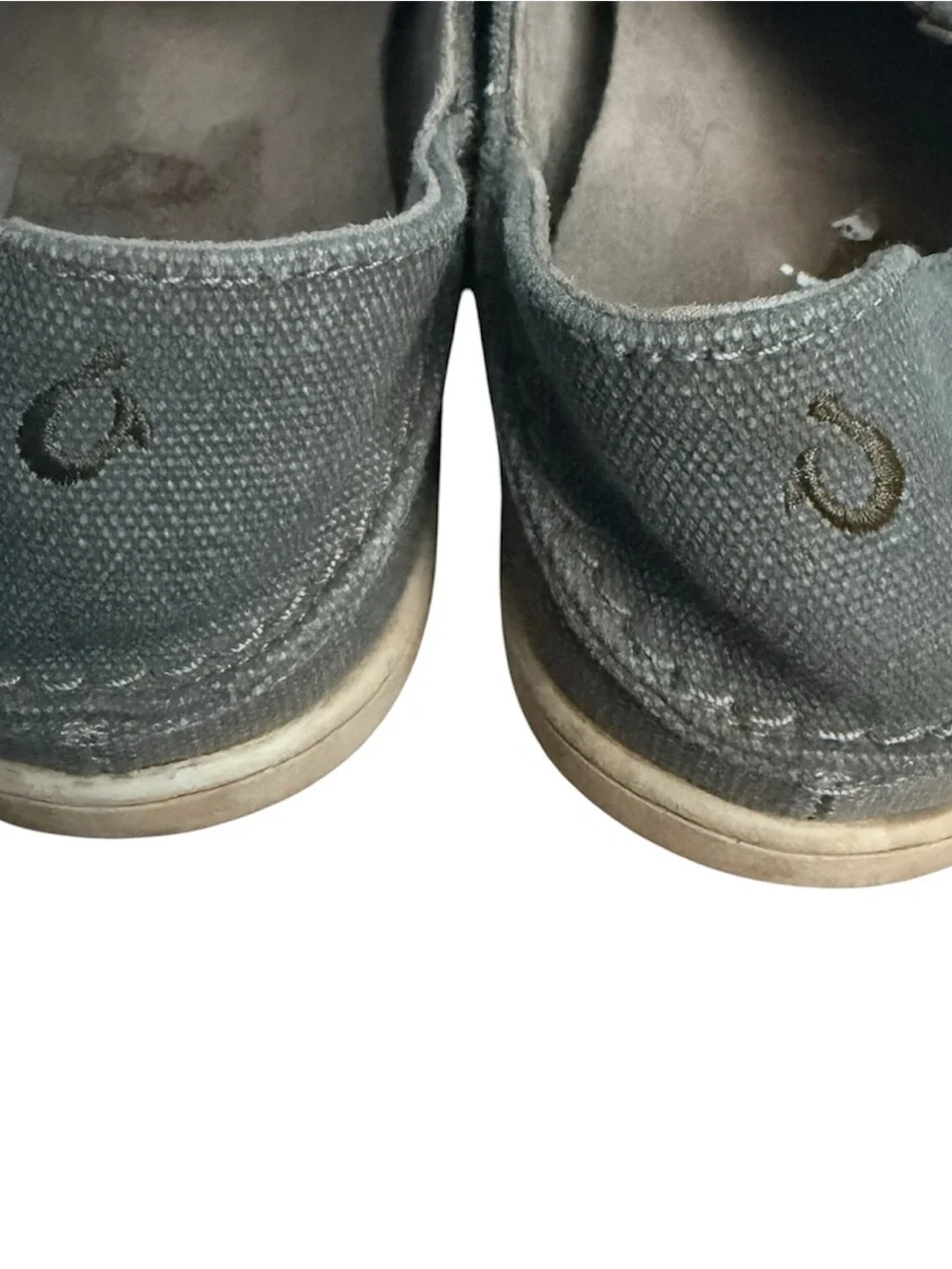 OluKai Mens Nohea Lole Shoes Gray Canvas Slip On Casual Size 8.5